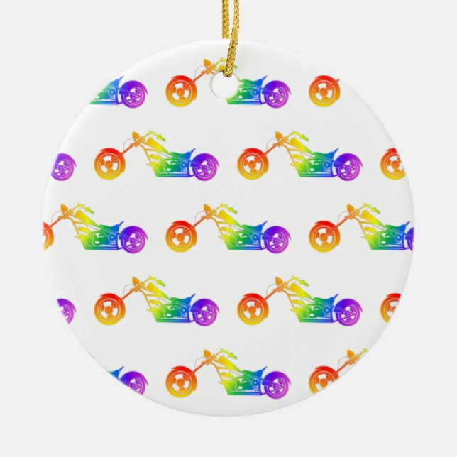 Rainbow Mortocycle Keramik Ornament (Vorne)