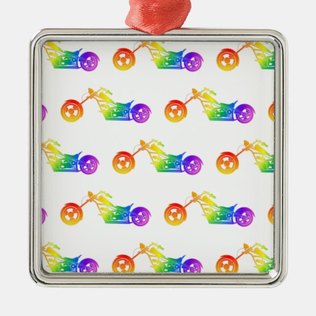 Rainbow Mortocycle Ornament Aus Metall (Vorne)