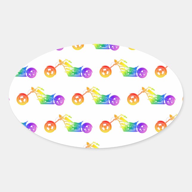 Rainbow Mortocycle Ovaler Aufkleber (Vorderseite)