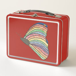 Rainbow Mosaic Butterfly on Metal Lunch Boxes Metall Brotdose