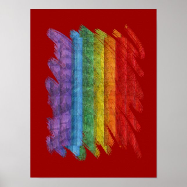 Rainbow Mosaic Gay Pride Flag (Paintbrush) Poster (Vorne)