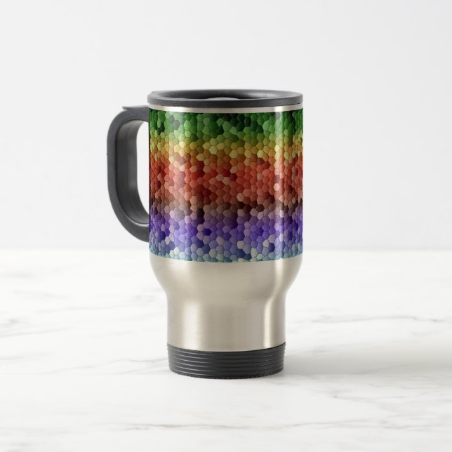 Rainbow Mosaic Pattern Reisebecher (Vorderseite Links)