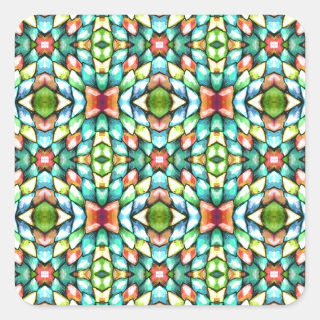 Rainbow Mosaic Tiles Stones Quadratischer Aufkleber (Vorderseite)