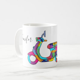 Rainbow Motor Scooter Moped Personalisiert Kaffeetasse