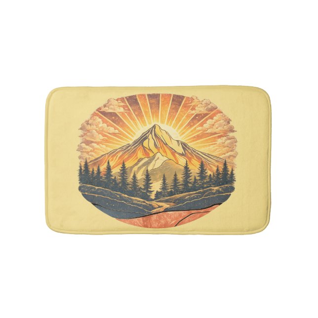 Rainbow Mountain Peak | Retro Mountains Sunrise  Badematte (Vorderseite)