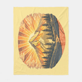 Rainbow Mountain Peak | Retro Mountains Sunrise  Fleecedecke