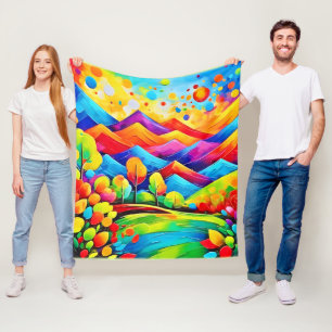Rainbow Mountains Abstrakt Landschaft Fleecedecke