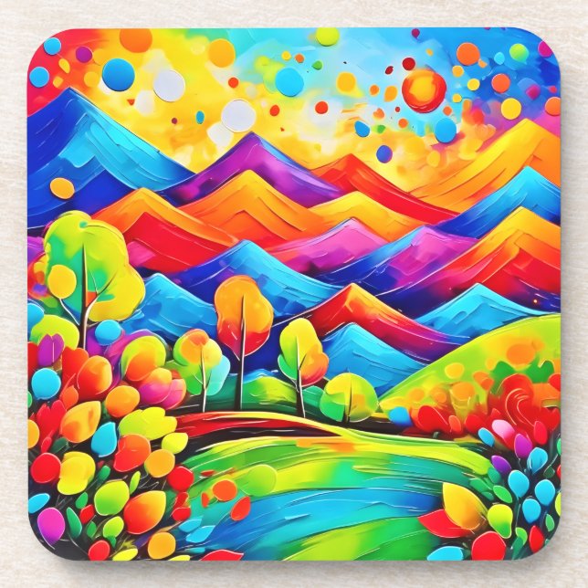 Rainbow Mountains Abstrakt Landschaft Getränkeuntersetzer (Vorderseite)