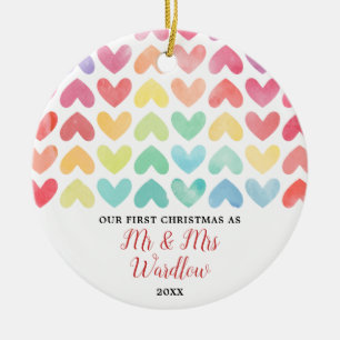 Rainbow Mr. & Mrs. or Gay Personalisiert Couple Keramik Ornament