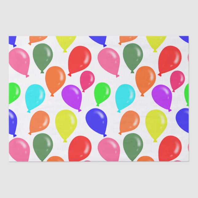 Rainbow Multicolored Birthday Balloons Seidenpapier (Vorderseite)