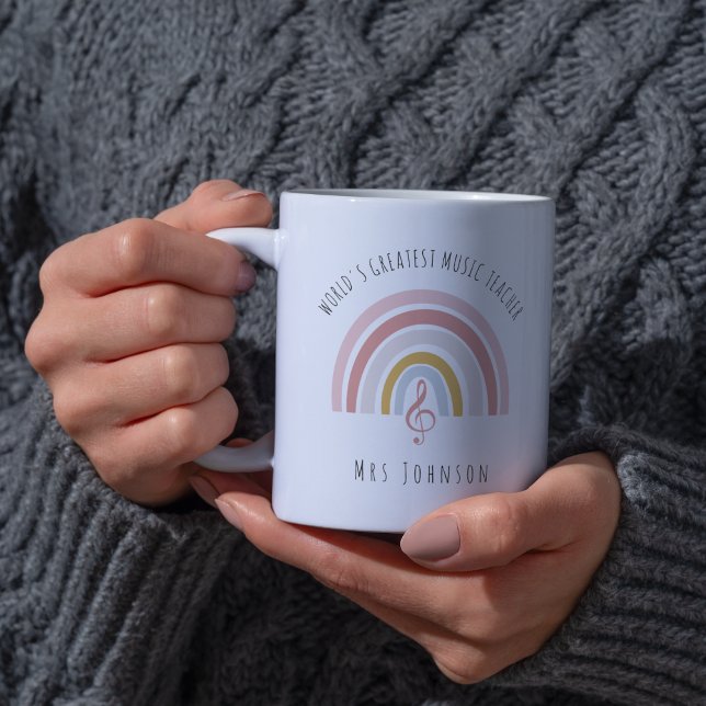 Rainbow Music Teacher Custom Danke, Geschenk Zweifarbige Tasse (Von Creator hochgeladen)