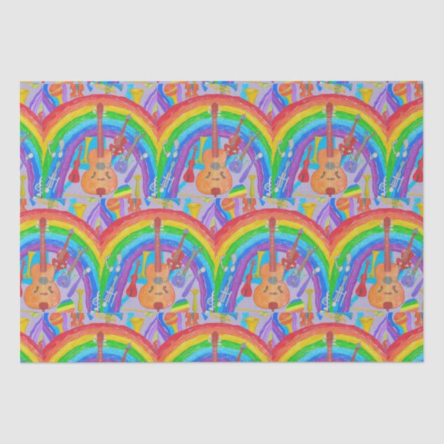 Rainbow Musical Instruments Band Teacher Decoupage Seidenpapier (Vorderseite)