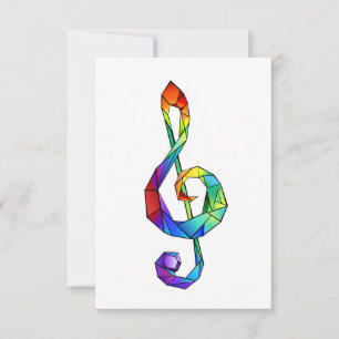 Rainbow Musical Key Dreifach-Klammer Einladung