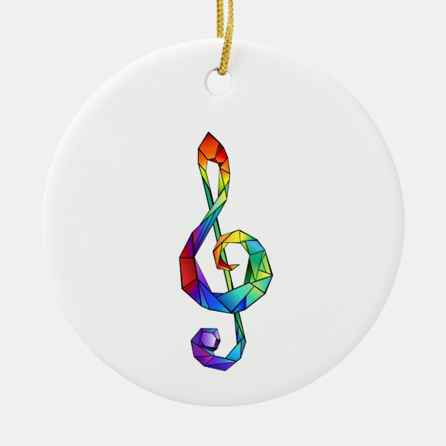 Rainbow Musical Key Dreifach-Klammer Keramik Ornament (Vorne)