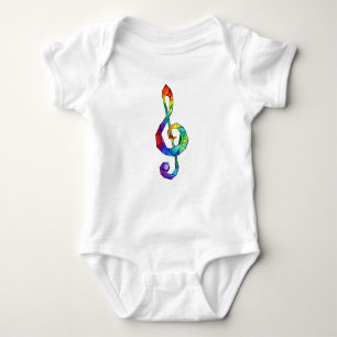 Rainbow Musical Key Treble Baby Strampler