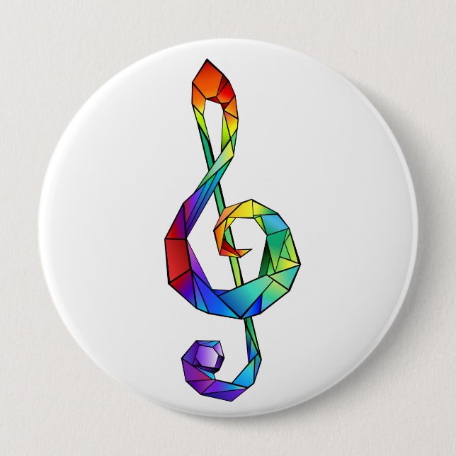 Rainbow Musical Key Treble Button (Vorderseite)