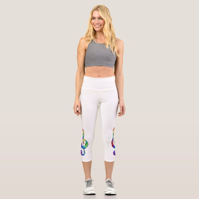 Rainbow Musical Key Treble Capri Leggings (Vorderseite)