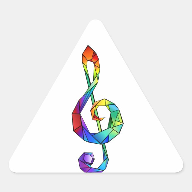 Rainbow Musical Key Treble Dreieckiger Aufkleber (Vorderseite)