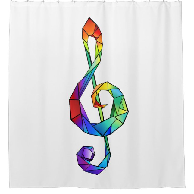 Rainbow Musical Key Treble Duschvorhang (Vorderseite)