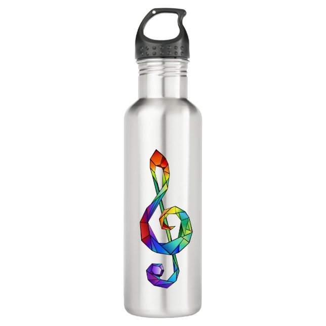 Rainbow Musical Key Treble Edelstahlflasche (Vorderseite)