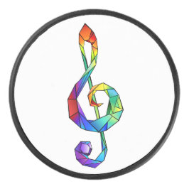 Rainbow Musical Key Treble Eishockey Puck