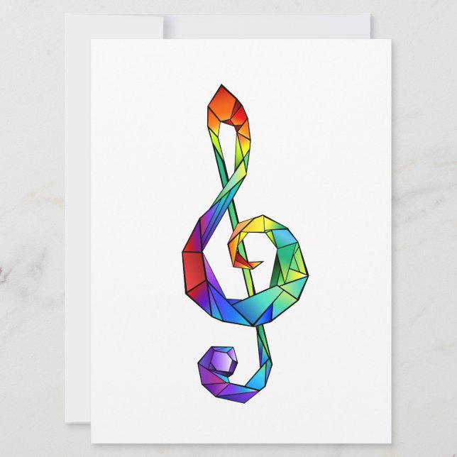 Rainbow Musical Key Treble Feiertagskarte (Vorderseite)