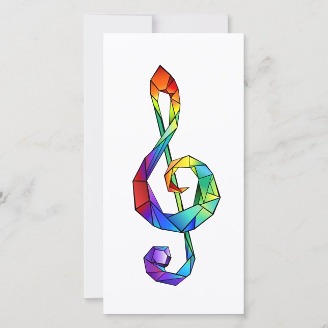 Rainbow Musical Key Treble Feiertagskarte (Vorderseite)