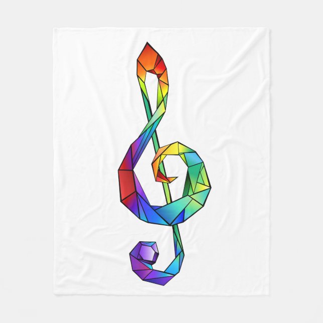 Rainbow Musical Key Treble Fleecedecke (Vorderseite)