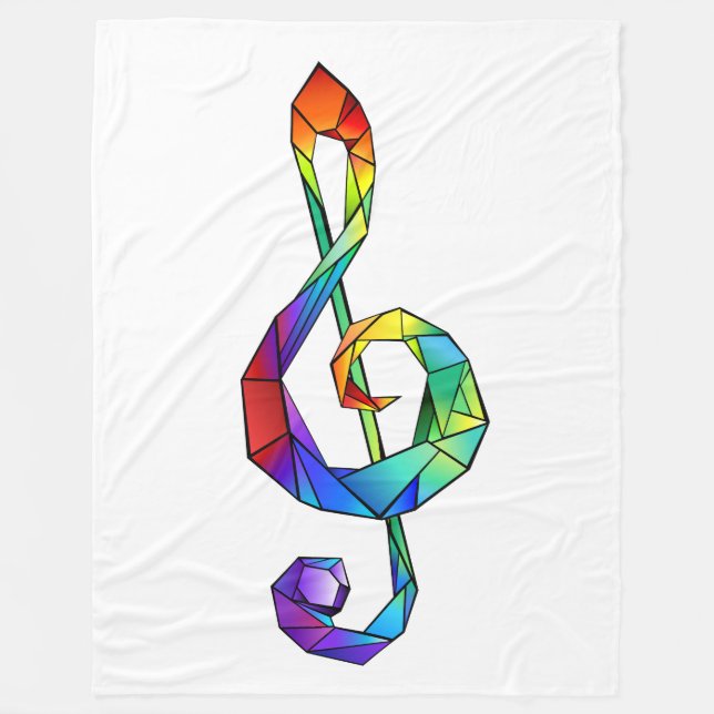 Rainbow Musical Key Treble Fleecedecke (Vorderseite)