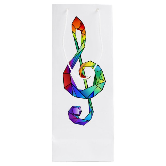 Rainbow Musical Key Treble Geschenktüte Für Weinflaschen (Rückseite)