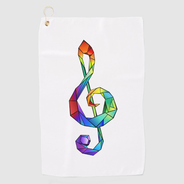 Rainbow Musical Key Treble Golfhandtuch (Vorderseite)