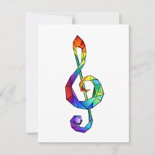 Rainbow Musical Key Treble Karte