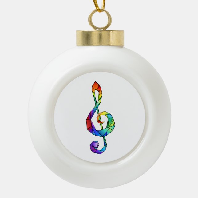 Rainbow Musical Key Treble Keramik Kugel-Ornament (Vorderseite)