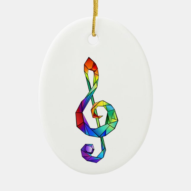 Rainbow Musical Key Treble Keramik Ornament (Vorne)