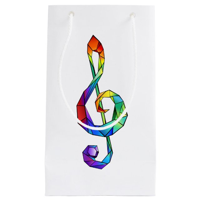 Rainbow Musical Key Treble Kleine Geschenktüte (Vorderseite)