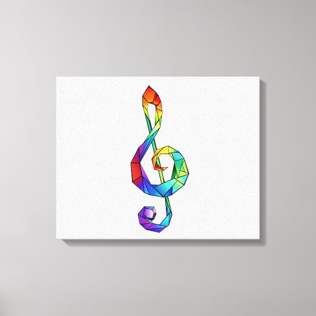 Rainbow Musical Key Treble Leinwanddruck (Vorderseite)