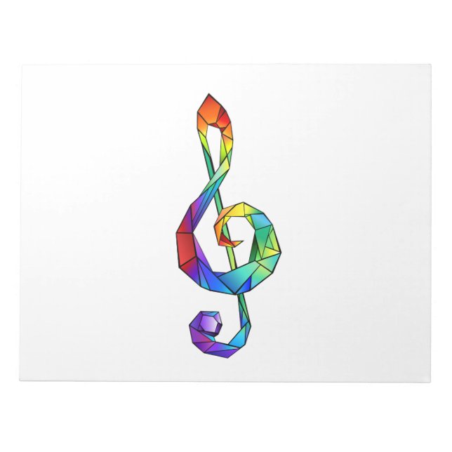 Rainbow Musical Key Treble Notizblock (Vorderseite)