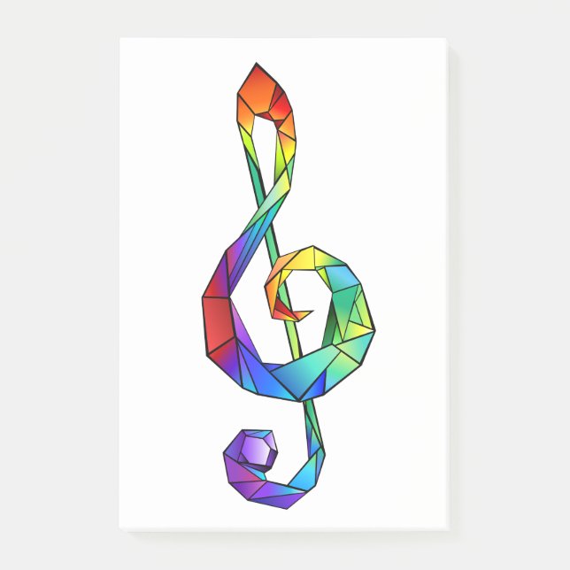 Rainbow Musical Key Treble Post-it Klebezettel (Vorderseite)