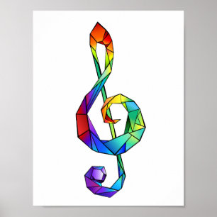 Rainbow Musical Key Treble Poster