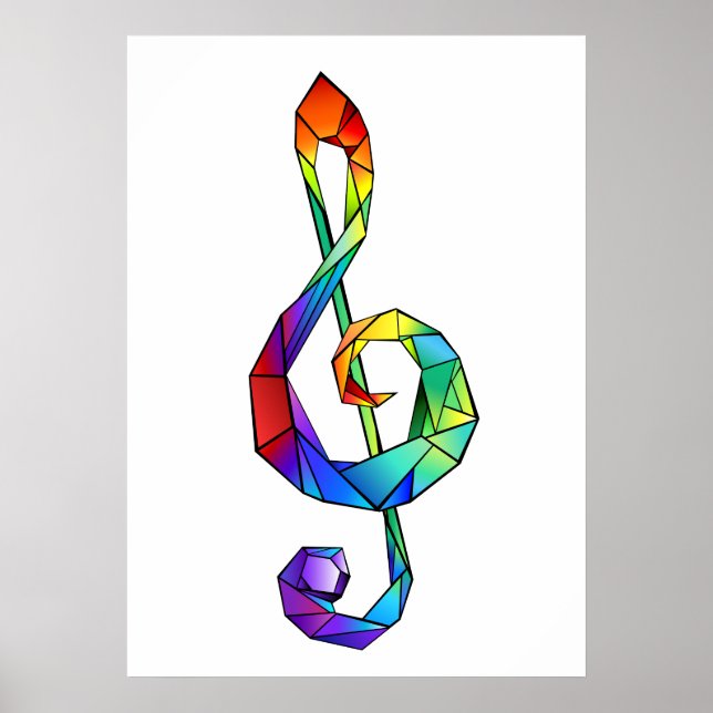 Rainbow Musical Key Treble Poster (Vorne)