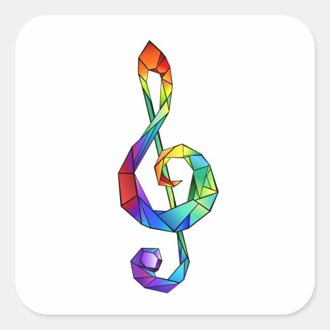 Rainbow Musical Key Treble Quadratischer Aufkleber (Vorderseite)