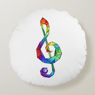 Rainbow Musical Key Treble Rundes Kissen