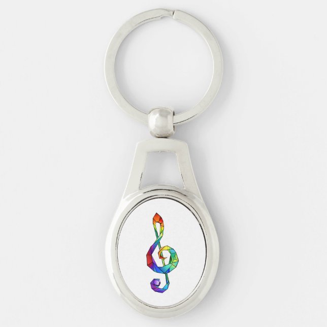 Rainbow Musical Key Treble Schlüsselanhänger (Vorderseite)