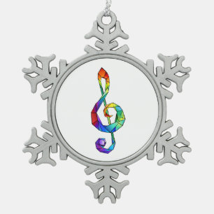 Rainbow Musical Key Treble Schneeflocken Zinn-Ornament