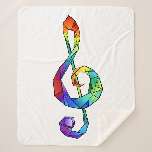Rainbow Musical Key Treble Sherpadecke (Vorderseite)