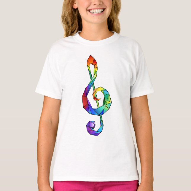 Rainbow Musical Key Treble T-Shirt (Vorderseite)