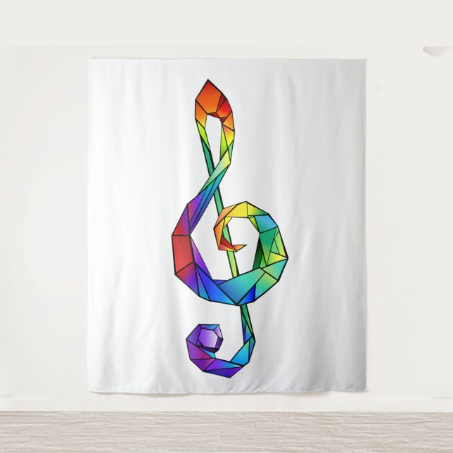 Rainbow Musical Key Treble Wandteppich (Vorderseite)