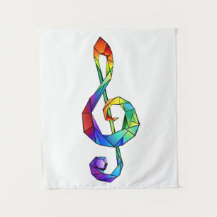 Rainbow Musical Key Treble Wandteppich