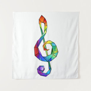 Rainbow Musical Key Treble Wandteppich