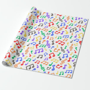 Rainbow Musical Notes Wrapping Paper Geschenkpapier